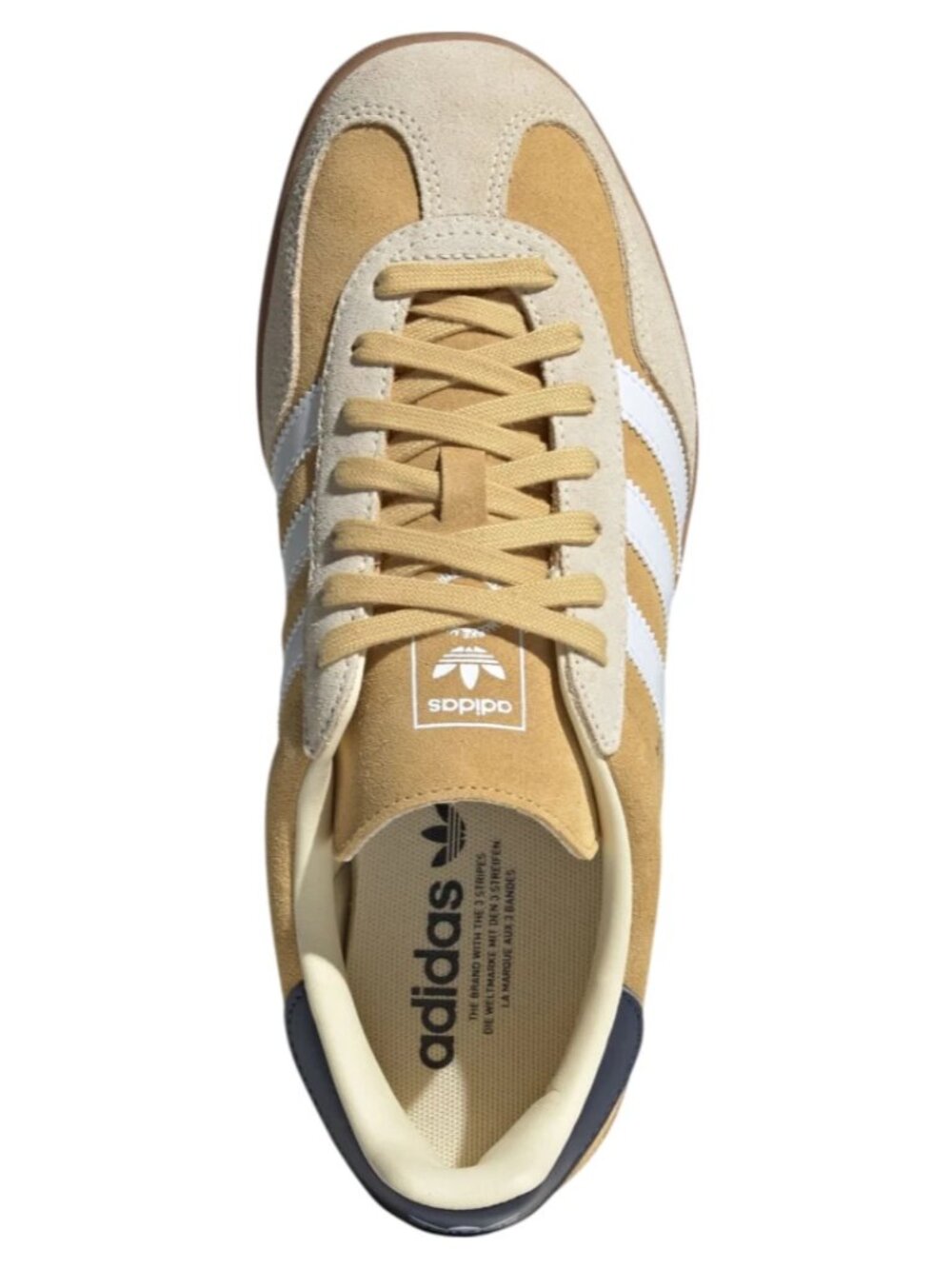adidas Gazelle Indoor Size 9.5 Men's Sneakers Oat Yellow Navy White JI3523 NEW